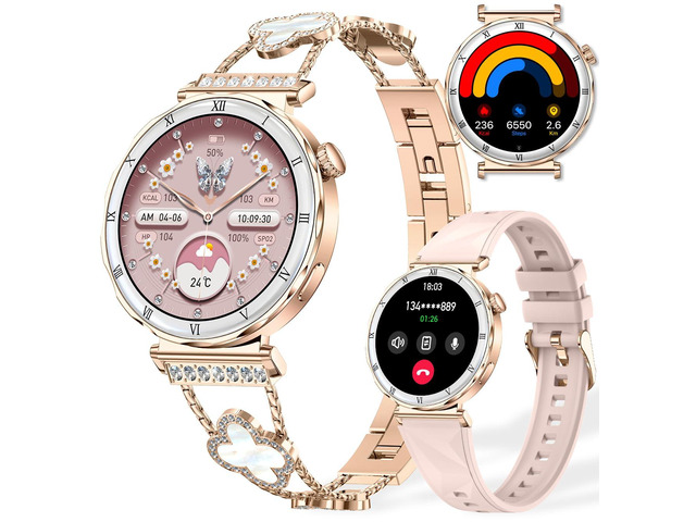 Women's Smart Watch, 1.19' AMOLED Always-On Display Fitness Tracker with Bluetooth Call, Heart Rate Blood Pressure Sleep Monitor for Android & iOS,...
