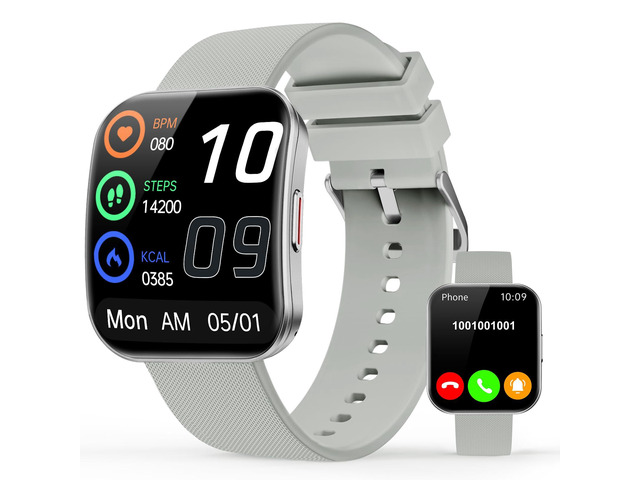 Smart Watch for Men Women, Bluetooth Calls, AI Dial,AI Q & A,1.85' HD AMOLED Curved Display Fitness Watch with Heart Rate/SpO2/Stress Monitor,...