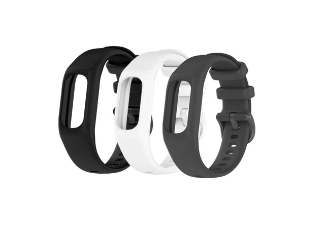 Watch Band for Garmin Vivosmart 5, 3 Pack Soft Silicone Strap Sports Replacement Band Compatible with Vivosmart 5 for Women Men