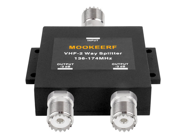 VHF-2 Way Splitter for 136-174MHz HAM CB or VHF Radio 50 Ohm VHF Splitter with UHF Female (SO-239) Connector