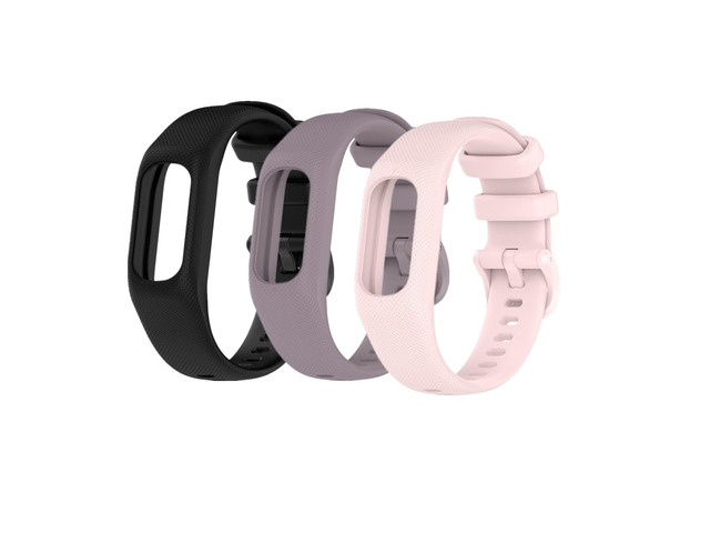 Watch Band for Garmin Vivosmart 5, 3 Pack Soft Silicone Strap Sports Replacement Band Compatible with Vivosmart 5 for Women Men