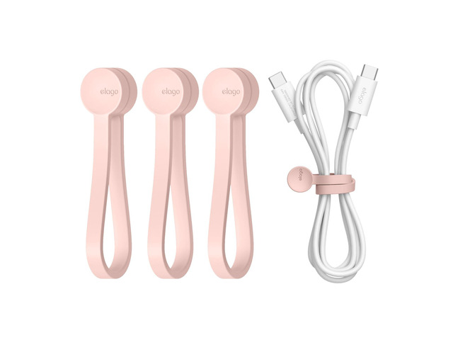3 Pack Magnetic Cable Ties Premium Silicone Cord Organizer, Reusable Strong Magnet Cable Organizer, Elegant Desk Management Solution (Lovely Pink)