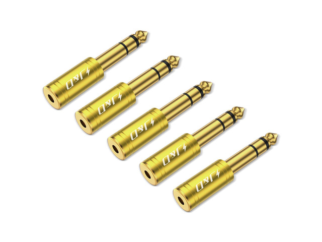 5-Pack 1/4 to 1/8 Headphone Adapter, 6.35 mm to 3.5 mm Stereo TRS Male to Female, Gold-Plated 3.5mm Plug Jack Connector for Guitar, Amp, Keyboard,...