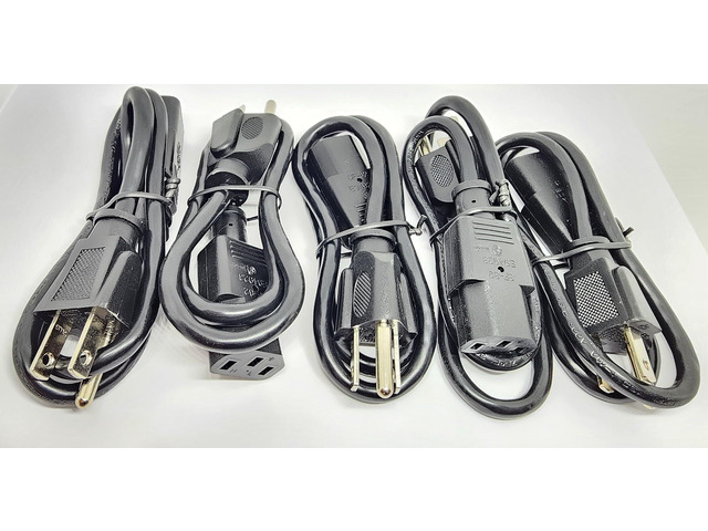 Connectors Pro 5-Pack 2' Universal Short Computer Power Cable Cord - 2 Feet IEC320 C13 to NEMA 5-15P, CSA UL RoHS