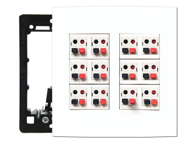Premium 12 Speaker Wall Plate, Supports 12 Configurations, Screwless 2 Gang Plate with Speaker Port