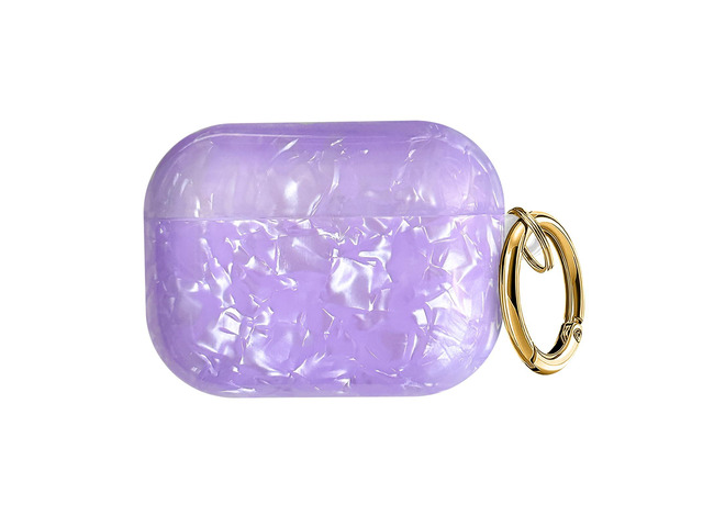 Compatible with AirPods Pro 3 (2025) Case Soft TPU with Cute Golden Keychain Cover Leopard Paint Case for Girls Women for Airpod Pro 3 - Purple