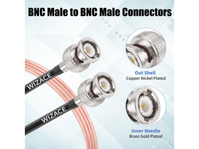 8ft BNC Male to Male Cable RG316 Low Loss BNC Male to Male Extension Coax Cable for Antenna Analyzer, CB Radio, Security CCTV Camera