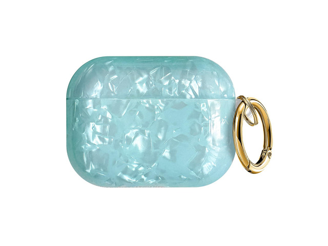 Compatible with AirPods Pro 3 (2025) Case Soft TPU with Cute Golden Keychain Cover Leopard Paint Case for Girls Women for Airpod Pro 3 - Blue