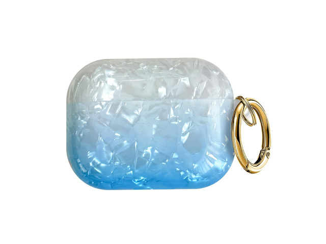 Compatible with AirPods Pro 3 (2025) Case Soft TPU with Cute Golden Keychain Cover Leopard Paint Case for Girls Women for Airpod Pro 3 - Gradient Blue
