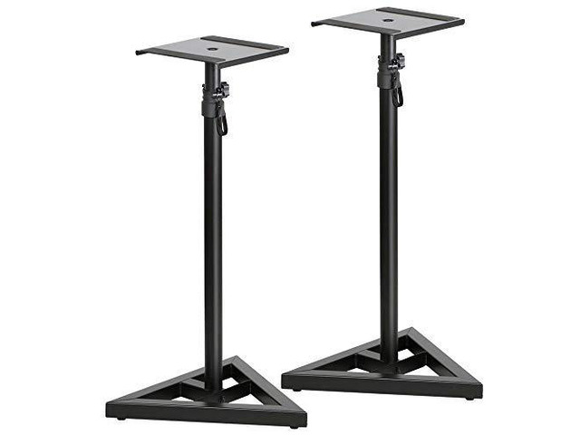 (TM) Upgraded Height Adjustable Speaker Stands Mounts, Two in One Floor Stands, Heavy Duty Base and Extendable Tube with 44 LBS Capacity Per Stand,...