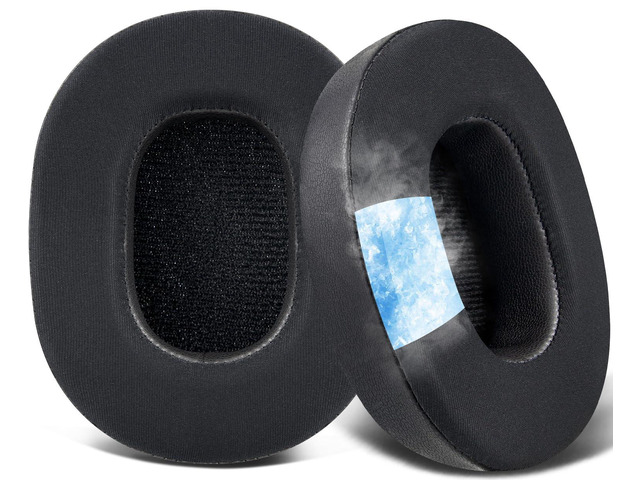 Cooling-Gel Replacement Earpads for Mpow H7 Bluetooth Headphones, Ear Pads Cushions with Ice Silk Fabric, Noise Isolation Foam - Black