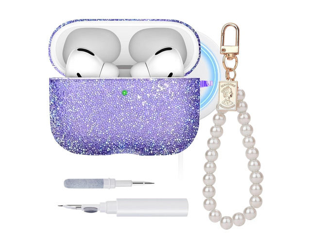 Glitter Case for Airpods Pro 3,with Wristlet Keychain & Cleaning Kit MagSafe Compatible TPU Material Sparkle Durable Shockproof Glitter...