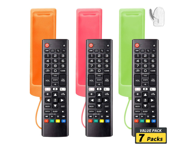 (Pack of 3) Replacement Remote Fit LG TV Remote with Anti-Lost Glow Protective Silicone Cover & Hook, Universal for LG All Smart LCD LED HDTV UHD...