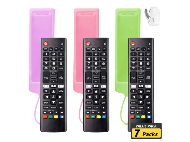 (Pack of 3) Replacement Remote Fit LG TV Remote with Anti-Lost Glow Protective Silicone Cover & Hook, Universal for LG All Smart LCD LED HDTV UHD...