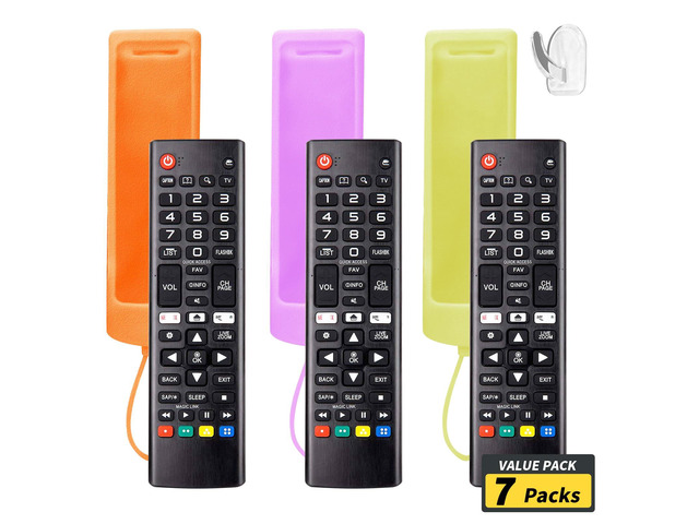 (Pack of 3) Replacement Remote Fit LG TV Remote with Anti-Lost Glow Protective Silicone Cover & Hook, Universal for LG All Smart LCD LED HDTV UHD...