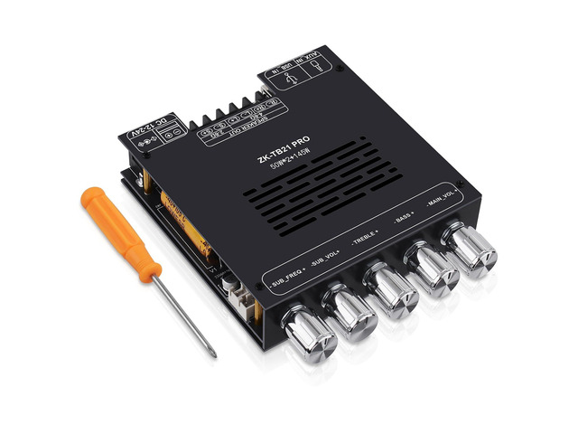 Bluetooth Audio Amplifier Board, ZK-TB21PRO 2.1CH 50W×2+145W Subwoofer Amp with USB Lossless Decoding, SOP8/DIP8 Dual Package, Mic & Subwoofer...