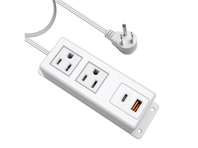 Multiple Plug Outlet with USB C 20W Wall Mounted Power Strip Under Desk Mountable Extension Cord with PD Type C Flat Plug Power Station for Home...
