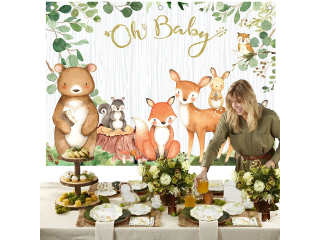 Woodland Baby Shower Decorations, Photo Backdrop Banner/Photo Prop/Photo Booth, Nursery Decor