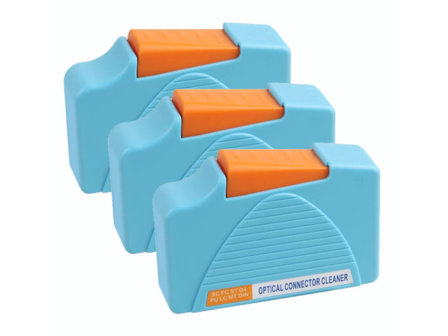 Fiber Cleaner Box - 3 Pack FTTH Fiber Optic Cleaning Box for FC & SC & LC End Faces & Optical Connectors -Over 500 Times Anti Static Clean Swab, Blue