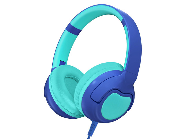 Wired Kids Headphones, Safe 85dB Volume Limit for Boys & Girls, Comfortable Earpads, Foldable Design for School, Tablets, and Travel-Blue