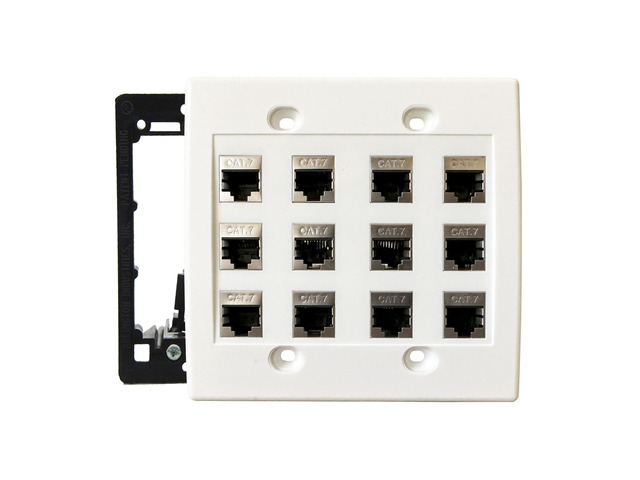 Cat7 Wall Plate - RJ45 Ethernet Wall Outlet, Female to Female Cat 7 Plate, for Network Setup - White (12 Port)