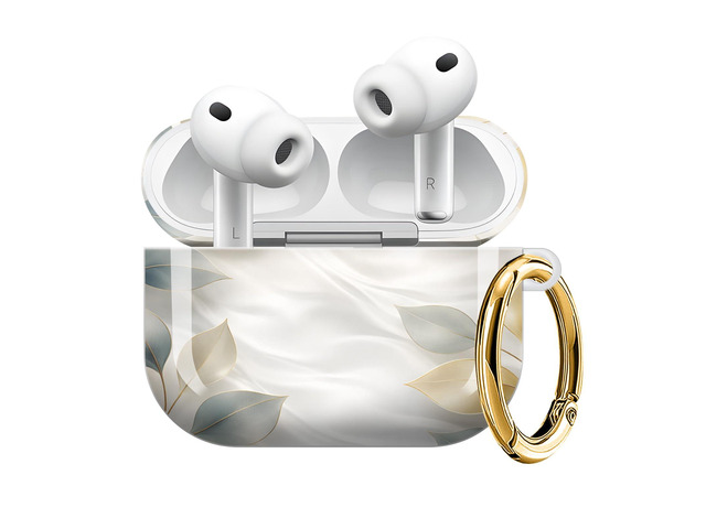 Compatible with AirPod Pro 3 Case (2025), Shockproof Dustproof Protective Cover with Cute Golden Keychain for Women & Girls - Golden Leaves