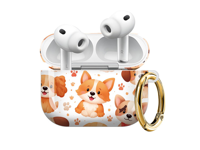 Compatible with AirPod Pro 3 Case (2025), Shockproof Dustproof Protective Cover with Cute Golden Keychain for Women & Girls - Cute Dogs Bones Paws...