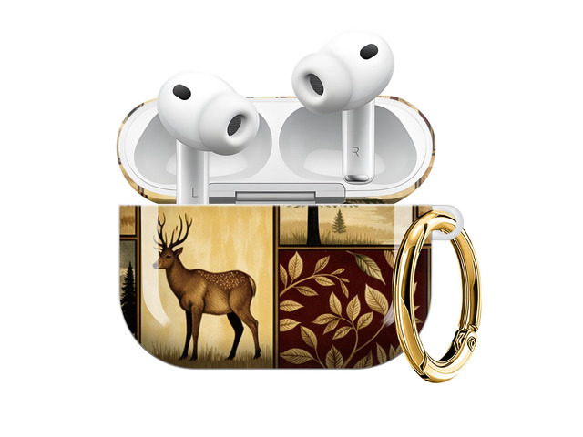 Compatible with AirPod Pro 3 Case (2025), Shockproof Dustproof Protective Cover with Cute Golden Keychain for Women & Girls - Woodland Animals...