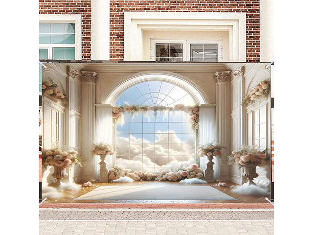 Wedding Backdrop Floral Window Ceremony 90x70 Polyester Wedding poster photo backdrop ceremony decoration background hall room studio (Floral...