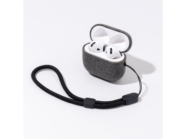 for AirPods 4 Case Slim Hard Cover Compatible with AirPods 4th Generation Synthetic Canvas Leather Full Drop Protection Cover with Lanyard ...