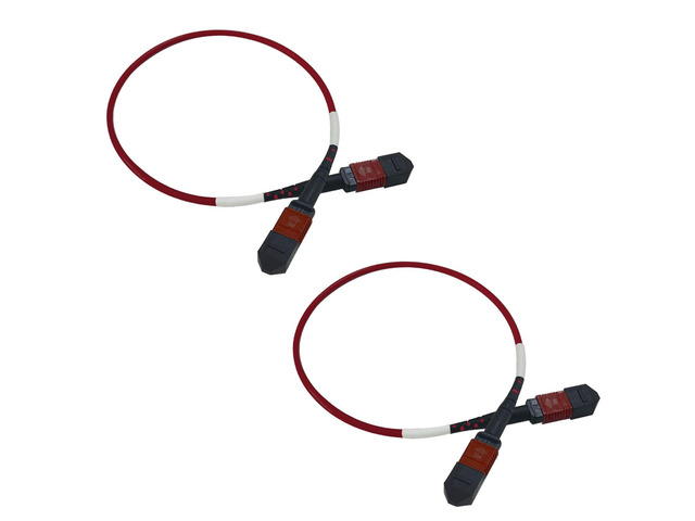 2Pcs 0.3m MPO Fiber Optic Patch Cord, OM4 Multi-Mode Cable Jumper Plug, Female to Female, 12 Core 6 Channel Type B, PC end face, LSZH 3.0mm,...