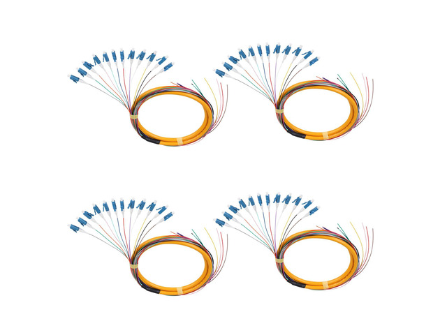 12 Strand LC/UPC OS2 Singlemode Fiber Optic Pigtail,4 Packs 1.2m length, low loss, Singlemode Fiber Pigtail for Networks Communication System