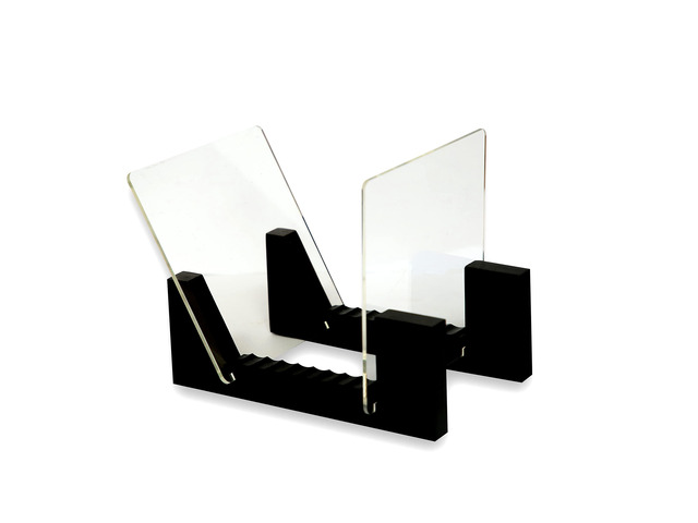 VK Royal Vinyl Records Storage Holder Display Stand 7' Holds Up to 25 LP's Wood Stand, Rubber Grip Pad and Clear Acrylic Ends Vinyl Record Storage...