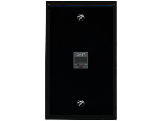 Rj11/12 Phone Black Wall Plate 1 Gang Flat Black