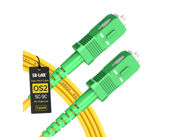 OS2 LSZH SC to SC APC Fiber Optic Patch Cord 5m/16.4ft Single Mode 9/125m patch cable, Fiber Jumper Cord for FTTH, GPON, CATV, telecom and fiber...