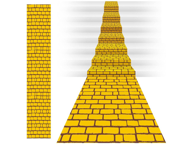 Yellow Long Brick Floor Runner Brick Wall Backdrop Carpet for Halloween Wizard Cosplay Party Princess Decorations (54 in X 32.8 ft)
