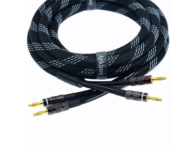 1pcs 30ft 12awg Premium Heavy Duty Braided Wire Dual Banana to babana Gold Plated Plug Speaker Cable OFC Oxygen-Free Copper