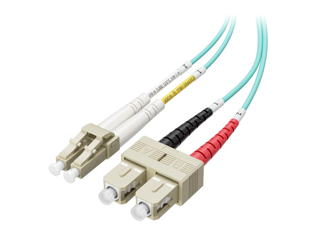 10Gb OM3 LC to SC Plenum Fiber Optic Cable, 32.8ft / 10m OFNP Plenum Fiber Cable, Multimode Duplex, 50/125Âµm