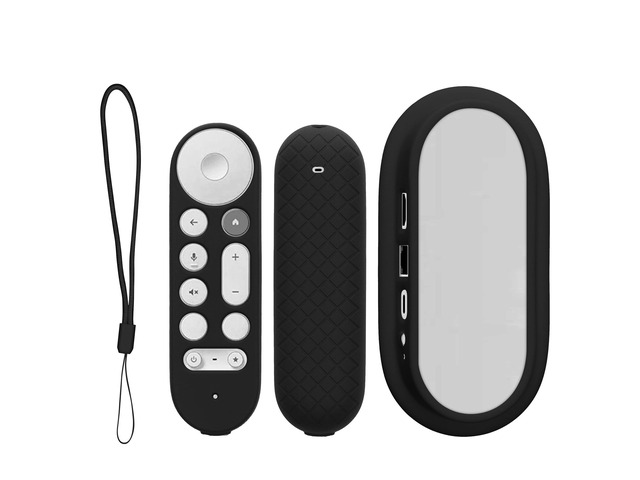 Remote Cover Set Compatible with Google TV Streamer 4K - Remote and Device Case 2 Piece Set - Black