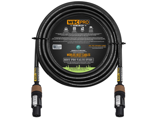 18 Foot - WBC-PRO-SPEAKER-12 AWG (2 Core Config.) High-Purity OFC (99.99%) Pro-Grade High-Definition Loudspeaker/DJ/PA Speaker Cable with...