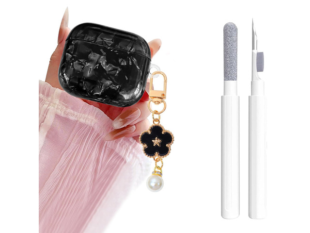 for Airpods 4 Case Glitter Shell,Cute Luxury Shell Pattern Soft TPU Airpods 4th Generation Case Cover with Girly Five-leaf Shell Flower Pearl...