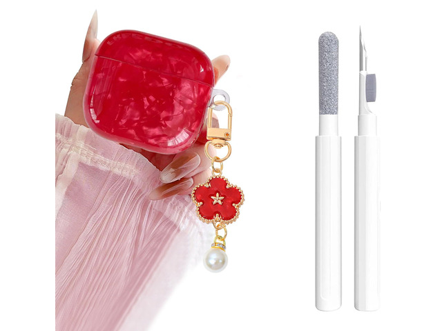 for Airpods 4 Case Glitter Shell,Cute Luxury Shell Pattern Soft TPU Airpods 4th Generation Case Cover with Girly Five-leaf Shell Flower Pearl...