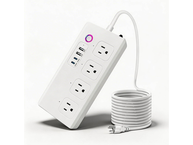 Zigbee Smart Power Strip Surge Protector, Extension Cord w/ 4 Individually Controlled AC Outlets & 4 USB Ports, Voice/Remote Control Compatible...