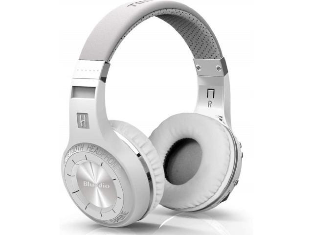 HT Turbine Wireless Bluetooth 5.0 Stereo Headphones with Mic (White)