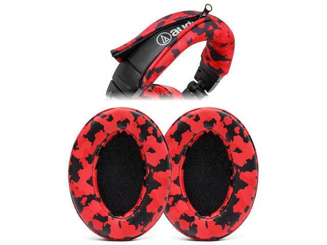 PadZ & BandZ Bundle - Replacement Earpads and Headband Cover for ATH M50X and M Series Headphones Red Camo Pack