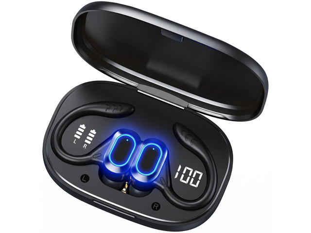 In Ear Sport Clip Headphones30H Battery LED Display3D Surround Sound Bluetooth 5.5 Wireless Sports Earbuds IPX5 Sweatproof Low Latency Gaming...