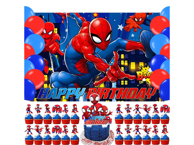 Spider Man Birthday Party Backdrop Photo Background Spider Hero Man Birthday Party Decorations Banner Cartoon Hero Theme Photography Backdrop