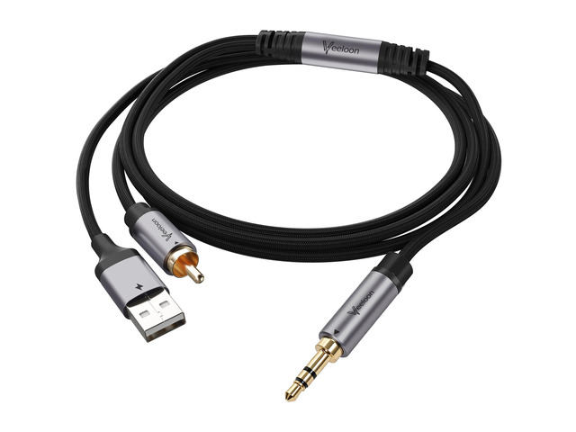 DAC 192KHz Digital to Analog Audio Converter Cable 5 FT,SPDIF Coaxial RCA Male to 3.5mm AUX Male Jack Adapter, USB Powered Braided Hi-Fi Stereo...