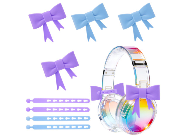 Silicone Bow Headphone Decor Accessories, 4 Pack 3D Cute Earphone Accessories for Women Girls, Gamer Gift for Christmas,Cute Headphone Decorations...