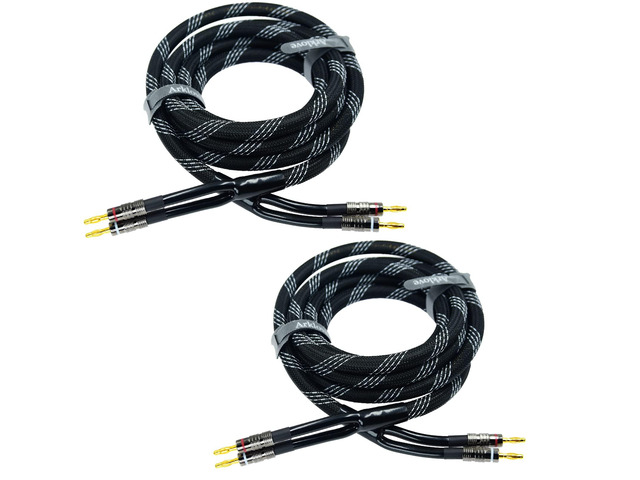 2pack 6ft feet 12awg Premium Heavy Duty Braided Wire Dual Banana to Banana Gold Plated Plug Speaker Cable OFC Oxygen-Free Copper